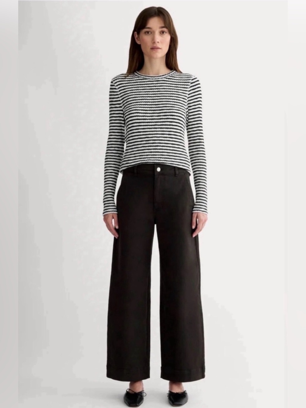New Everlane Organic Cotton The Utility Wide-Leg Pant in Black Size 2